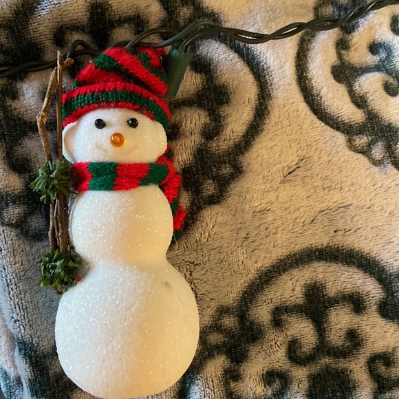 5 Electric White snowman with red & green scarf & hat - Picture 8 of 15